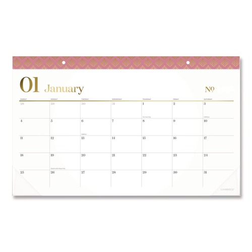 Notebooks & Pads | AT-A-GLANCE 1606705 17.75 in. x 11 in. 12-Month (Jan-Dec 2026) Workstyle Compact Deskpad - White Sheets/Pink Headband/Clear Corners image number 0
