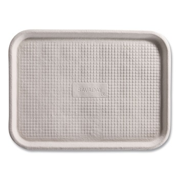 Chinet 20804 14 in. x 18 in. Savaday Rectangular Molded Fiber Food Trays - White (100/Carton)