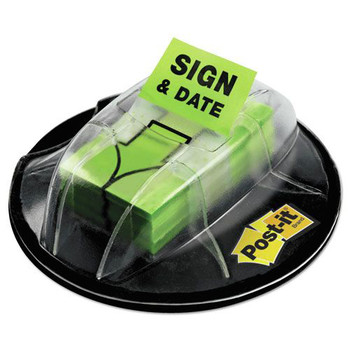 Post-it Flags 680-HVSD Sign and Date Page Flags in Dispenser - Bright Green (200/Pack)