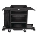Cleaning Carts | Rubbermaid Commercial 2202581 24.4 in. x 62.4 in. x 49 in. Full-Size 3-Shelf Housekeeping Cart - Black image number 0