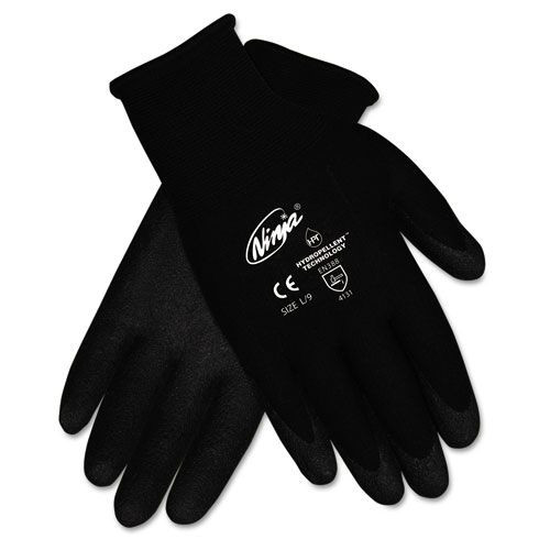 Cleaning Gloves | MCR Safety N9699L Ninja HPT PVC coated Nylon Gloves - Black Large (1-Pair) image number 0