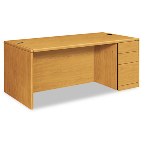 Office Desks & Workstations | HON H10787R.CC 10700 Series 72 in. x 36 in. x 29.5 in. Single Full-Height Right Pedestal Desk - Harvest image number 0