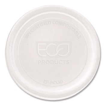 FACILITY MAINTENANCE SUPPLIES | Eco-Products EP-PCLID Compostable PLA Plastic Portion Cup Lids Fits 2 oz. to 4 oz. Portion Cups - Clear (2000/Carton)