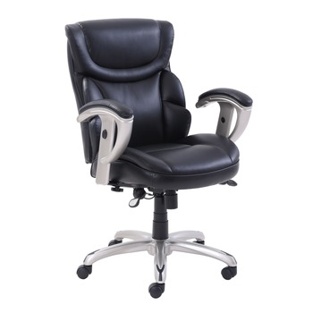  | SertaPedic 49711BLK 18.75 in. to 21.75 in. Seat Height Supports Up to 300 lbs. Emerson Task Chair - Black Seat/Back, Silver Base
