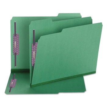 Smead 14938 2 in. Expansion Colored Pressboard Folders with 2 SafeSHIELD Coated Fasteners - Letter Size/Green (25/Box)