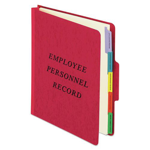 File Folders | Pendaflex SER-1-ER 2 in. Expansion 5 Dividers 2 Fasteners Letter Size Vertical-Style Personnel Folders - Red Exterior image number 0
