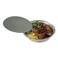Food Trays, Containers, and Lids | Boardwalk BWKROUND7FLID 7 in. Flat Paper Lids Aluminum Round for To-Go Containers - Silver (500/Carton) image number 2