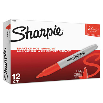 Sharpie 33002 Super Permanent Marker - Fine Bullet Tip/Red (1-Dozen)