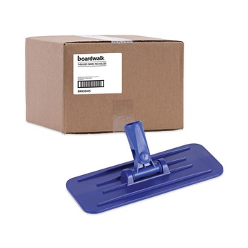 Boardwalk BWK00405 4 in. x 9 in. Plastic Swivel Pad Holder - Blue (12/Carton)