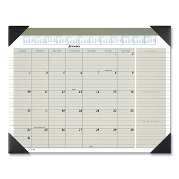 OFFICE AND OFFICE SUPPLIES | AT-A-GLANCE HT1500 12-Month (Jan to Dec): 2026 22 in. x 17 in. Executive Monthly Desk Pad Calendar - White Sheets, Black Corners