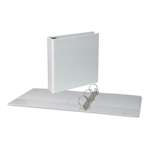 Binders | Universal UNV20746PK 11 in. x 8.5 in. 2 in. Capacity 3 Rings Slant D-Ring View Binder - White (4/Pack) image number 0