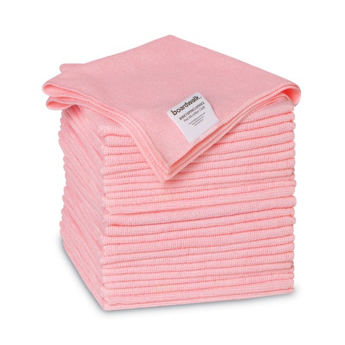 Cleaning Cloths | Boardwalk 2164040 16 in. x 16 in. Microfiber Cleaning Cloths - Pink (24/Pack) image number 0