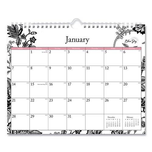 Notebooks & Pads | Blue Sky 100028 11 in. x 8.75 in. 12-Month (Jan-Dec 2026) Analeis Wall Calendar - White/Black/Coral Sheets image number 0