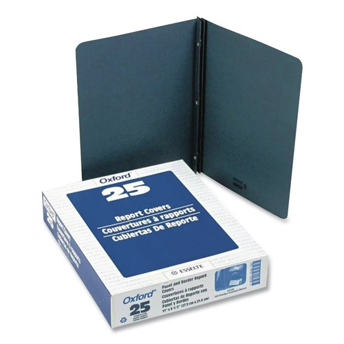 Report Covers & Pocket Folders | Oxford 52538EE 3 Fasteners Report Cover Panel and Border Cover - Dark Blue (25/Box) image number 0