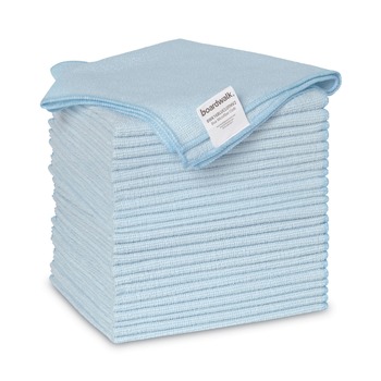 Boardwalk 2164038 16 in. x 16 in. Microfiber Cleaning Cloths - Blue (24/Pack)