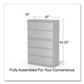 Office Filing Cabinets & Shelves | Alera 25514 42 in. x 18.63 in. x 67.63 in. Roll-Out Posting Shelf 5 Lateral File Drawer - Legal/Letter/A4/A5 Size - Light Gray image number 5