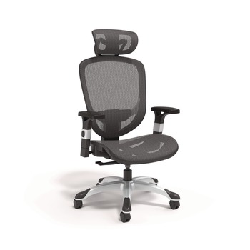 Alera ALEMV41BME18 17.24 in. to 20.98 in. Seat Height Support Up to 275 lbs. Minerva Ergonomic Mesh Swivel Task Chair - Black Seat/Back, Silver Base