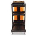 Just Launched | Rubbermaid Commercial FG617388BLA 20 in. x 45 in. x 38.25 in. 4 Shelves 1 Bin Plastic Multi-Shelf Cleaning Cart - Black image number 1
