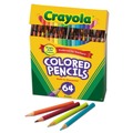 Arts & Crafts Supplies | Crayola 683364 3.3 mm 2B Short Colored Pencils Hinged Top Box with Built-in Pencil Sharpener - Assorted Lead and Barrel Colors (64/Set) image number 1