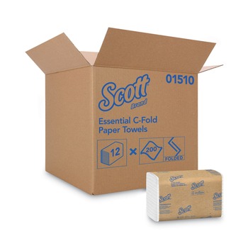Scott 01510 10.13 in. x 13.15 in. 1-Ply Essential C-Fold Towels - White (12 Packs/Carton)