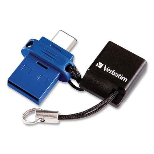 Office Electronics & Batteries | Verbatim 99155 Store ‘n' Go 64 GB Dual USB 3.0 Flash Drive for USB-C Devices - Blue image number 0