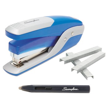 Swingline S7064584A 28-Sheet Capacity Quick Touch Stapler Value Pack - Blue/Silver