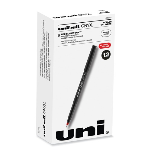 Back to School Sale | uni-ball 60042 ONYX Extra-Fine 0.5 mm Roller Ball Pen - Black/Red Barrel (1-Dozen) image number 0