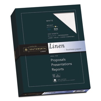 Southworth J558C 32 lbs. Bond Weight 8.5 in. x 11 in. 25% Cotton Linen Business Paper - White (250/Box)
