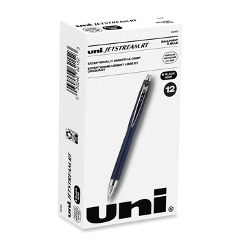  | uni-ball 62152 Jetstream 0.7 mm Retractable Hybrid Gel Pen - Black Ink/Blue/Silver Barrel/Fine (1-Dozen)