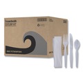 Cutlery | Boardwalk BWKFKTNHWPSWH 4-Piece Heavyweight Fork/Knife/Napkin/Teaspoon Cutlery Kit - White (250/Carton) image number 3