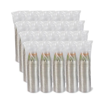 Dart RTP9RBARE Bare Eco-Forward 9 oz. RPET Cold Cups with ProPlanet Seal - Clear/Green/Orange (20/Carton)
