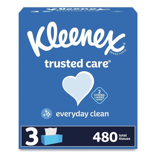 Paper Towels and Napkins | Kleenex 54303 Trusted Care 2-Ply Facial Tissue - White (12/Carton) image number 0