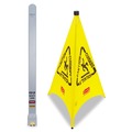 Just Launched | Rubbermaid Commercial FG9S0100YEL 3-Sided Fabric 21 in. x 21 in. x 30 in. Multilingual Pop-Up Wer Floor Safety Cone - Yellow image number 0