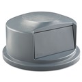 Trash & Waste Bins | Rubbermaid Commercial FG264788GRAY 24.81 in. Diameter x 12.63 in. Round BRUTE Dome Top Receptacle Push Door for 44 Gallon Containers - Gray image number 0