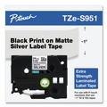 Labels | Brother P-Touch TZES951 0.94 in. x 26.2 ft. TZ Extra-Strength Adhesive Laminated Labeling Tape - Black on Matte Silver image number 3