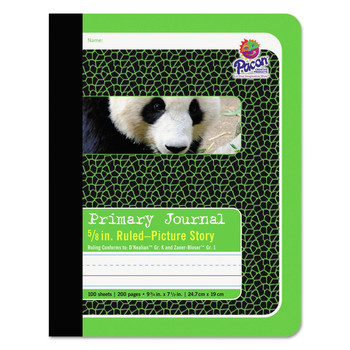 Pacon P2428 9.75 in. x 7.5 in. Sheets D'Nealian K Zaner-Bloser 1 Manuscript Format Primary Journal - Green Cover