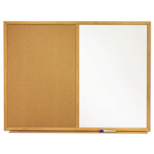 Bulletin Boards | Quartet S554 48 in. x 36 in. Oak Finished Fiberboard (MDF) Frame Combination Board - Brown/White Surface image number 0