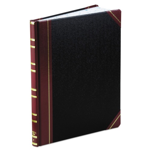 Notebooks & Pads | Boorum & Pease 1602 1/2-300-F 11.94 x 9.78 Sheets Extra-Durable Record-Rule Bound Book - Black/Maroon/Gold Cover image number 0