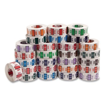 Smead 67070 1 in. x 1.25 in. A-Z Color-Coded End Tab Filing Labels - White (26 Rolls/Box)