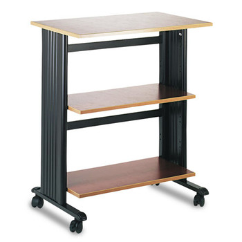 OFFICE DESKS AND WORKSTATIONS | Safco 1881CY 29.5 in. x 20 in. x 35 in. Muv Three Level Engineered Wood Machine Cart/Printer Stand - Cherry/Black