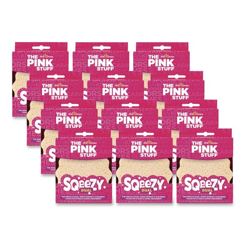 Sponges & Scrubbers | The Pink Stuff RST823773CT Sqeezy 4 in. x 5.3 in. Dual Scrubber/Sponge - Pink (12/Carton) image number 0