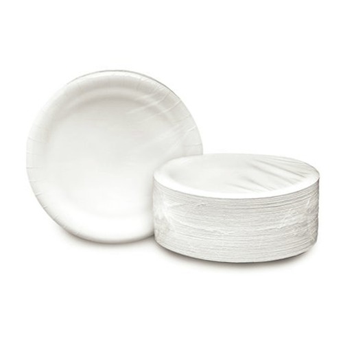 Bowls and Plates | AJM Packaging Corporation CP9AJ004125A 9 in. Heavy-Duty Ultra Coated Paper Plate - White (500/Carton) image number 0