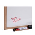 White Boards | Universal UNV43621 72 in. x 48 in. Deluxe Melamine Dry Erase Board - Melamine White Surface, Oak Fiberboard Frame image number 1