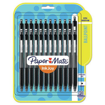 Paper Mate 1945925 InkJoy 300 RT Medium 1 millimeter Retractable Ballpoint Pen - Black Ink/Barrel (24/Pack)