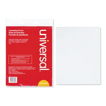 Universal UNV84620 9 in. x 11.5 in. 3 mil Laminating Pouches - Gloss Clear (25/Pack)