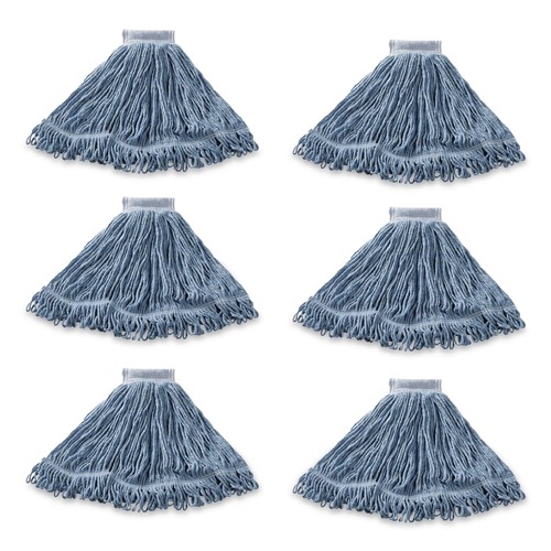 Mops | Rubbermaid Commercial FGD25306BL00 Super Stitch Cotton/Synthetic Blend Mop Head - Large, Blue (6/Carton) image number 0