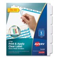 Back to School Sale | Avery 11438 Index Maker 11.25 in. x 9.25 in. 5-Tab Extra Wide Tab Print and Apply Clear Label Dividers - White/White Tabs (1-Set) image number 0