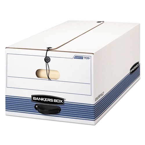 Boxes & Bins | Bankers Box 0070503 15.25 in. x 19.75 in. x 10.75 in. STOR/FILE Medium-Duty Strength Storage Boxes for Legal Files - White/Blue (4/Carton) image number 0