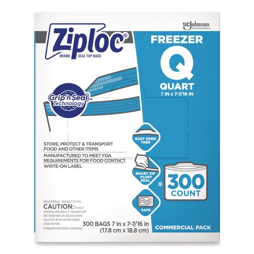 Food Service | Ziploc 364957 7 in. x 7.75 in. 32 oz Zipper Freezer Bags - Clear (300/Carton) image number 0