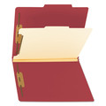 File Folders | Smead 13703 2 in. Expansion 1 Divider Letter Size 4 SafeSHIELD Fasteners Top Tab Classification Folders - Red Exterior (10/Box) image number 1